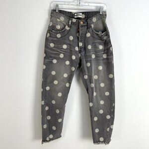 One Teaspoon Gray Polka Dot High-Waist Jeans